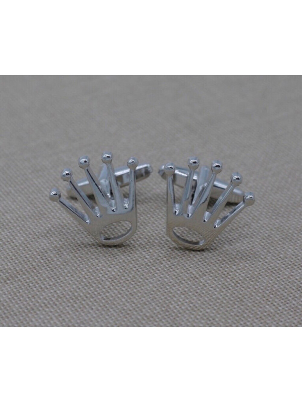 Silver Crown Cufflinks – Polished Royal King Crown Design Formal
